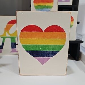 Rainbow Heart Wooden Sign